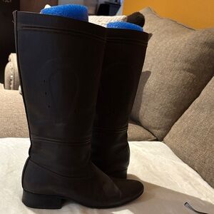 Charreria Escaramuza Equestrian Brown Knee-High Riding Boots Gently Loved 26 1/2